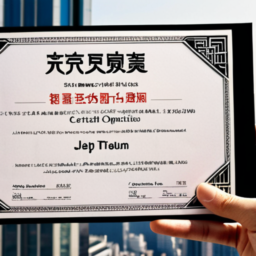 **

A person confidently holding a JLPT certificate, with a blurred background showing iconic skyscrapers from various global cities (Tokyo, New York, Dubai). Focus on the certificate and the person's expression of accomplishment. The overall tone should be aspirational and convey the idea of "opening doors to global opportunities."

**