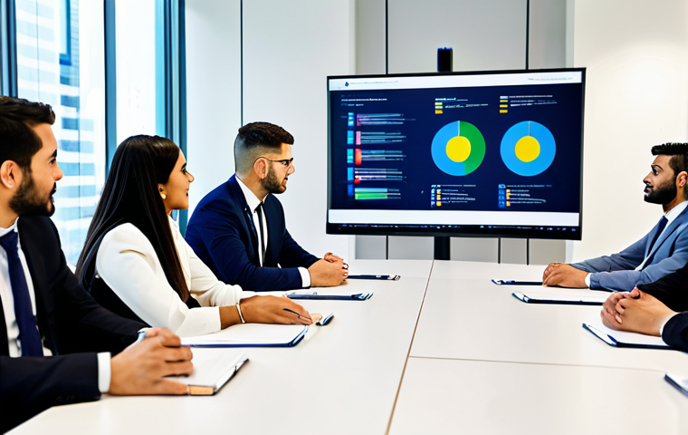 A diverse group of young adult professionals, including individuals of Middle Eastern background, are engaged in a collaborative discussion around a large, modern conference table. They are all fully clothed in modest, professional business attire. The setting is a brightly lit, contemporary global business office with a large screen displaying complex data, symbolizing international collaboration and the bridging of cultural gaps. safe for work, appropriate content, fully clothed, professional dress, perfect anatomy, correct proportions, natural pose, well-formed hands, proper finger count, natural body proportions, professional photography, high quality, realistic, vibrant colors.