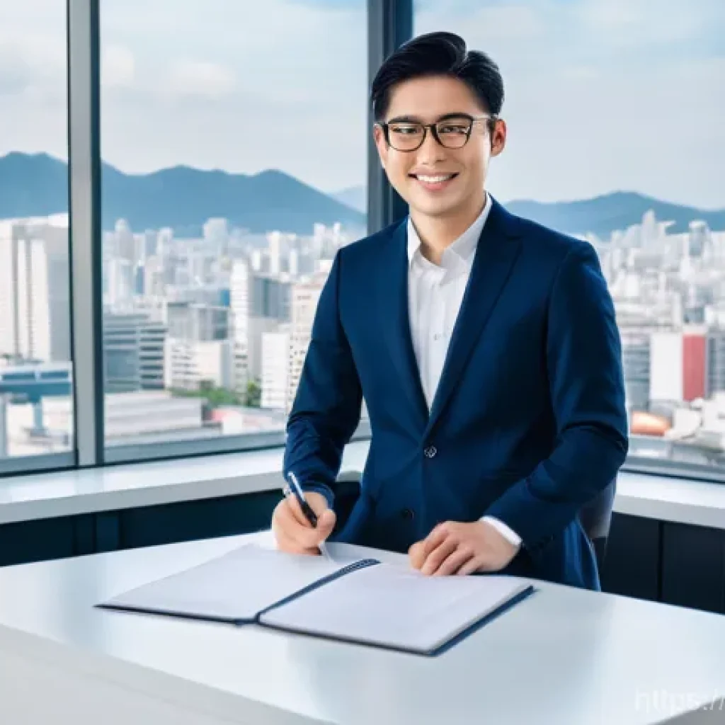 JLPT와 일본 내 고용주 추천서 작성 사례 - **Prompt:** A diverse young adult, wearing stylish yet professional attire, beaming with pride and h...