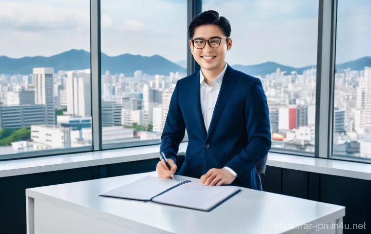JLPT와 일본 내 고용주 추천서 작성 사례 - **Prompt:** A diverse young adult, wearing stylish yet professional attire, beaming with pride and h...