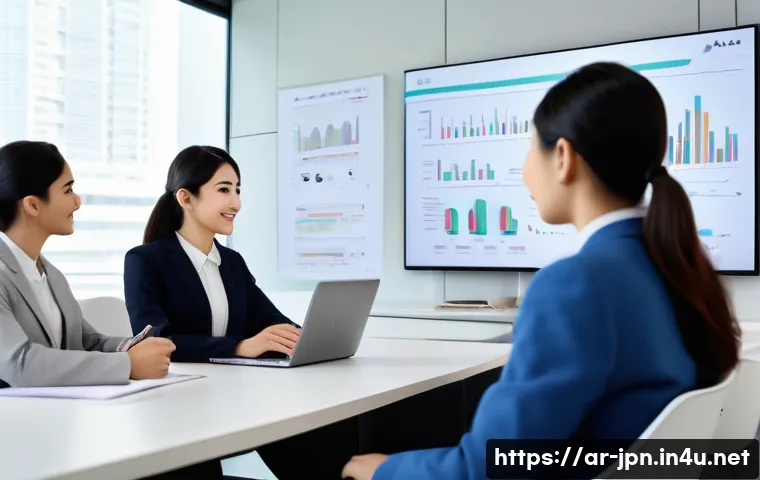 JLPT와 일본 내 직무와의 연계성 분석 - A modern Japanese corporate office setting featuring a diverse group of professional Arab employees ...