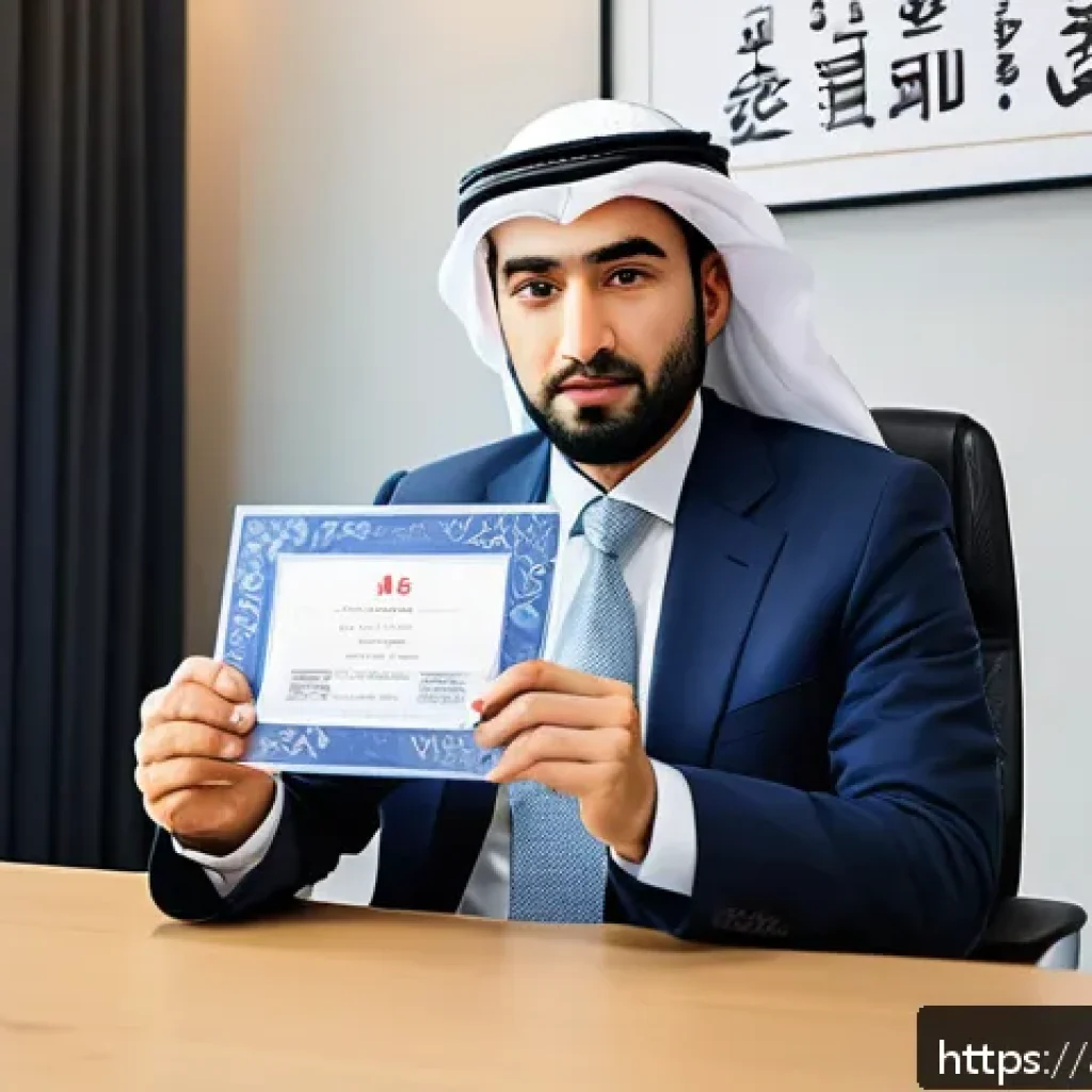 JLPT와 일본 내 고급 직무 진출 사례 - A professional Middle Eastern man in formal business attire sitting confidently at a modern Japanese...