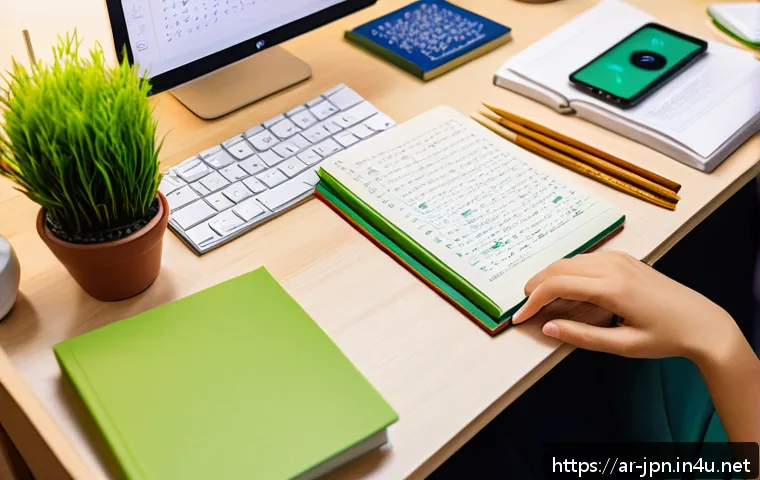 JLPT 시험 경험담 작성하기 - A focused Middle Eastern young adult woman studying Japanese language for the JLPT exam at a cozy, w...