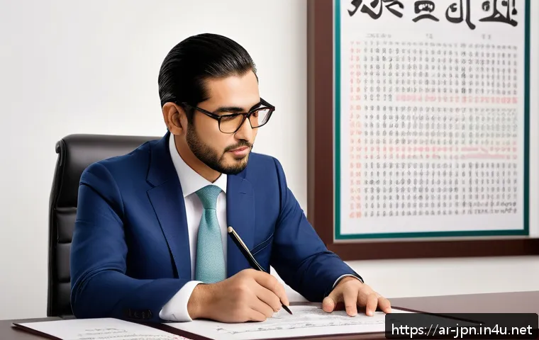 JLPT N1 취득 후 연봉협상 사례 - A professional Middle Eastern man in formal business attire, confidently negotiating a salary increa...