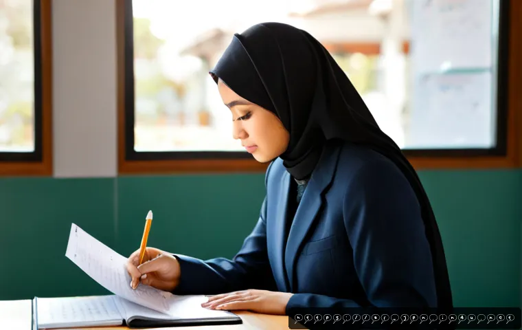 JLPT와 일본 기업에서의 근무 사례 - Photorealistic scene of an Arab professional in modest business attire taking a Japanese language pr...